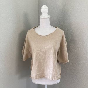 Antistar Womens Beige Short Sleeve Drop Shoulder Oversized Tops T-Shirt Size XL